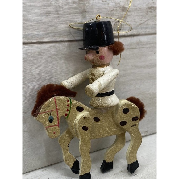 Vintage Toy Soldier Guard on Horse Folk Art Style Wooden Wood Hanging Ornament - Picture 2 of 12